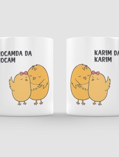 Kocam da Kocam Karım da Karım Temalı 2'li Beyaz Porselen Kupa Bardak Seti