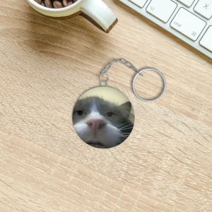 Meraklı Kedi Adam Caps Tasarımlı Anahtarlık