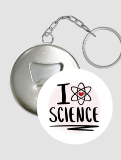 I Love Science Yazılı Açacaklı Anahtarlık