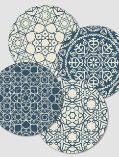 Arabic Pattern Tasarımlı 4lü Yuvarlak Bardak Altlığı Seti