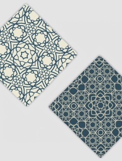 Arabic Pattern Tasarımlı 4lü Doğal Taş Bardak Altlığı Seti