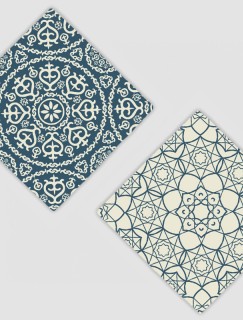 Arabic Pattern Tasarımlı 4lü Doğal Taş Bardak Altlığı Seti
