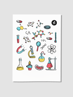 Bilimsel Araştırmalar Temalı A4 Kağıt 23'lü Çocuk Sticker Seti