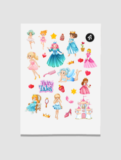 Prenseslerin Dünyası Tasarımlı A4 Kağıt 27'li Çocuk Sticker Seti