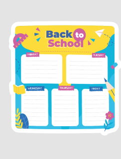 Back to School Yazılı Okul Ders Programı Tasarımlı Kağıt Magnet