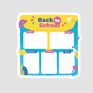 Back to School Yazılı Okul Ders Programı Tasarımlı Kağıt Magnet