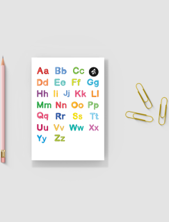 Büyük ve Küçük Harfler Tasarımlı A4 Kağıt 26'lı Çocuk Sticker Seti