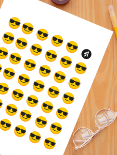 Güneş Gözlüklü Emoji Tasarımlı A4 Kağıt 41'li Çocuk Sticker Seti