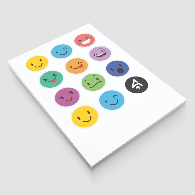 Sevimli Emojiler Tasarımlı A4 Kağıt 11'li Sticker Seti