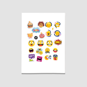 Emojiler Temalı A4 Kağıt 22'li Yetişkin Sticker Seti