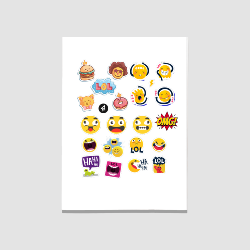 Emojiler Temalı A4 Kağıt 22'li Yetişkin Sticker Seti