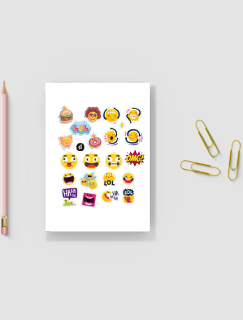 Emojiler Temalı A4 Kağıt 22'li Yetişkin Sticker Seti