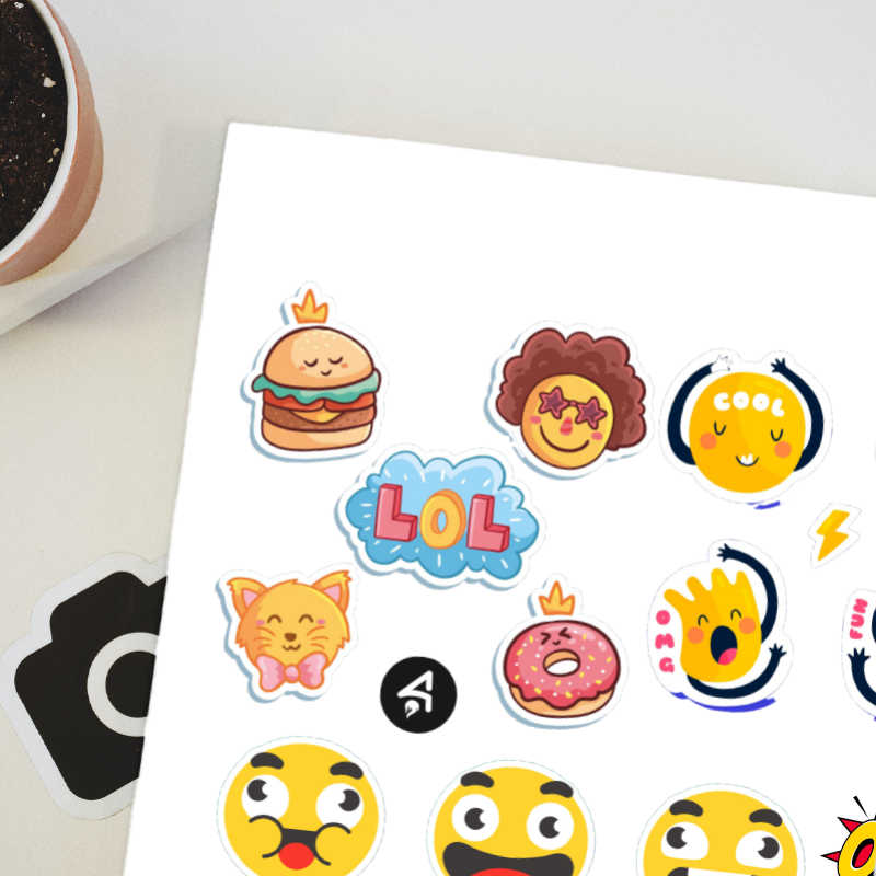 Emojiler Temalı A4 Kağıt 22'li Yetişkin Sticker Seti