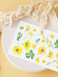 Sarı Çiçekler Tasarımlı A4 Kağıt 20'li Yetişkin Sticker Seti