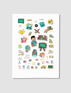 Back to School Temalı Tek Sayfa 50 Parça Çocuk Stickerı