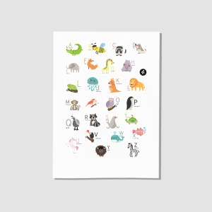 Hayvanlar ve İngilizce Alfabe Tasarımlı A4 26'lı Çocuk Sticker Seti