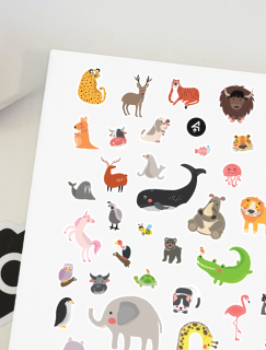 Rengarenk Hayvanlar Temalı A4 Kağıt 40'lı Çocuk Sticker Seti