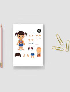Bebek Giydirme Oyunu Tasarımlı A4 Kağıt 23'lü Sticker Seti