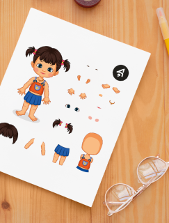 Bebek Giydirme Oyunu Tasarımlı A4 Kağıt 23'lü Sticker Seti