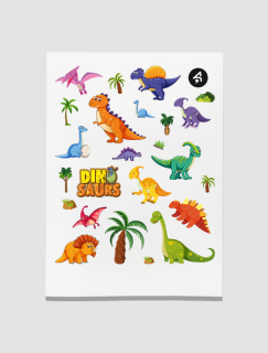 Dinazorlar Çocuk Tasarımlı A4 Kağıt 24'lü Sticker Seti