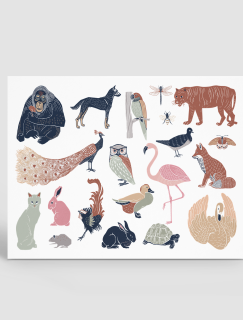 Doğadaki Hayvanlar Tasarımlı A4 Kağıt 20'li Çocuk Sticker Seti