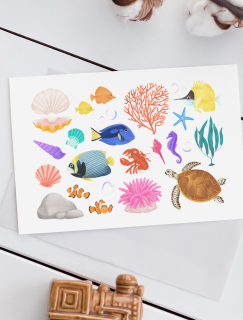 Denizaltı Eğlenceli A4 Kağıt 21'li Çocuk Sticker Seti
