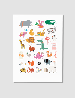 Hayvanlar Alemi Tasarımlı A4 30'lu Çocuk Sticker Seti