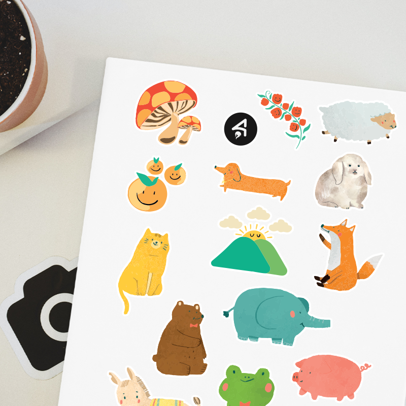 Hayvanlar ve Doğa Tasarımlı A4 Kağıt 15'li Çocuk Sticker Seti