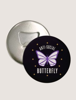 Anti Social Butterfly Tasarımlı Magnet Açacak