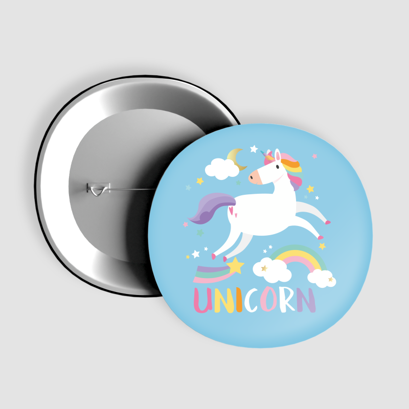 Sevimli Unicorn Tasarımlı İğneli Rozet