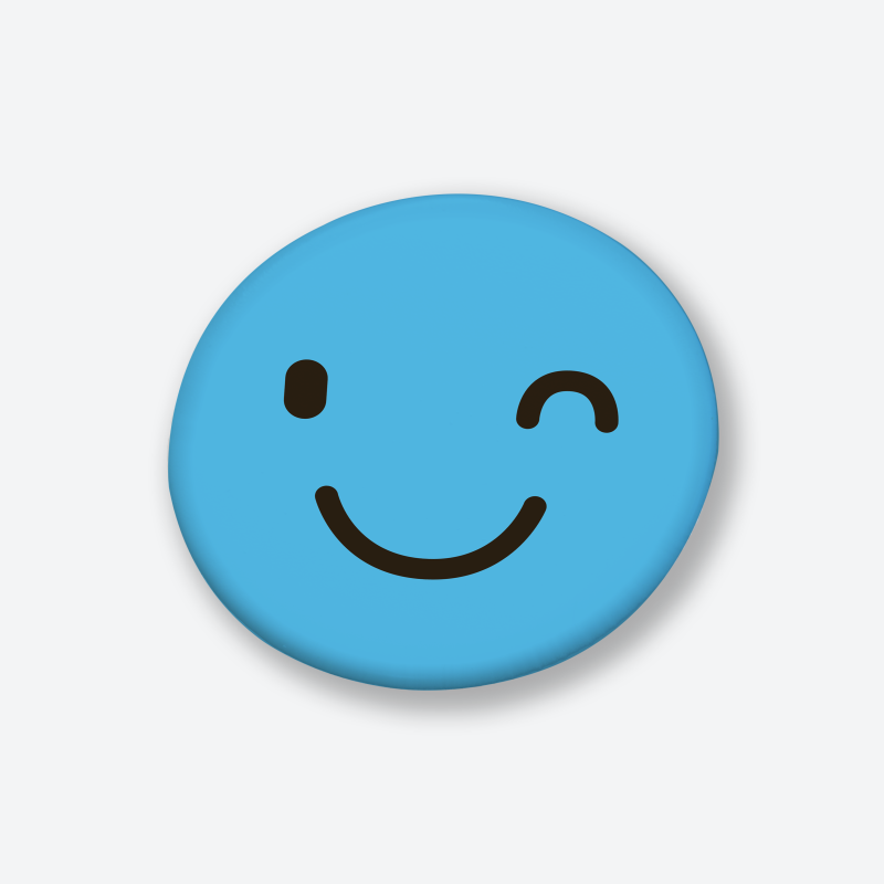 Göz Kırpan Mavi Emoji Tasarımlı İğneli Rozet