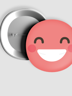 Neşeli Kırmızı Emoji Tasarımlı İğneli Rozet