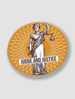 Judge and Justice Yazılı 44MM İğneli Rozet
