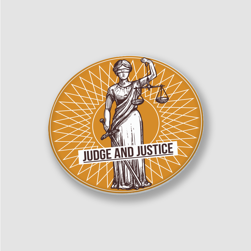 Judge and Justice Yazılı 44MM İğneli Rozet