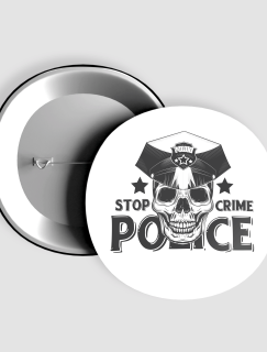 Police Stop Crime İskelet Tasarımlı İğneli Rozet