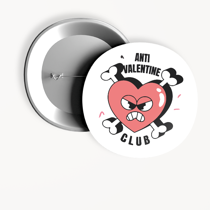 Anti Valentine Club Yazıllı 44MM İğneli Rozet