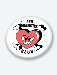 Anti Valentine Club Yazıllı 44MM İğneli Rozet