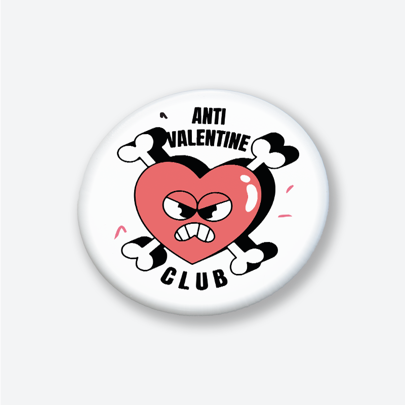 Anti Valentine Club Yazıllı 44MM İğneli Rozet