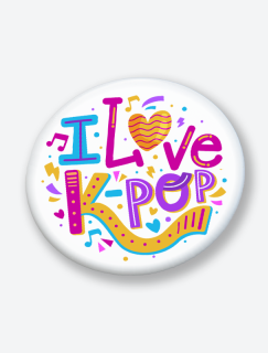 I Love K-Pop Temalı 44MM İğneli Rozet