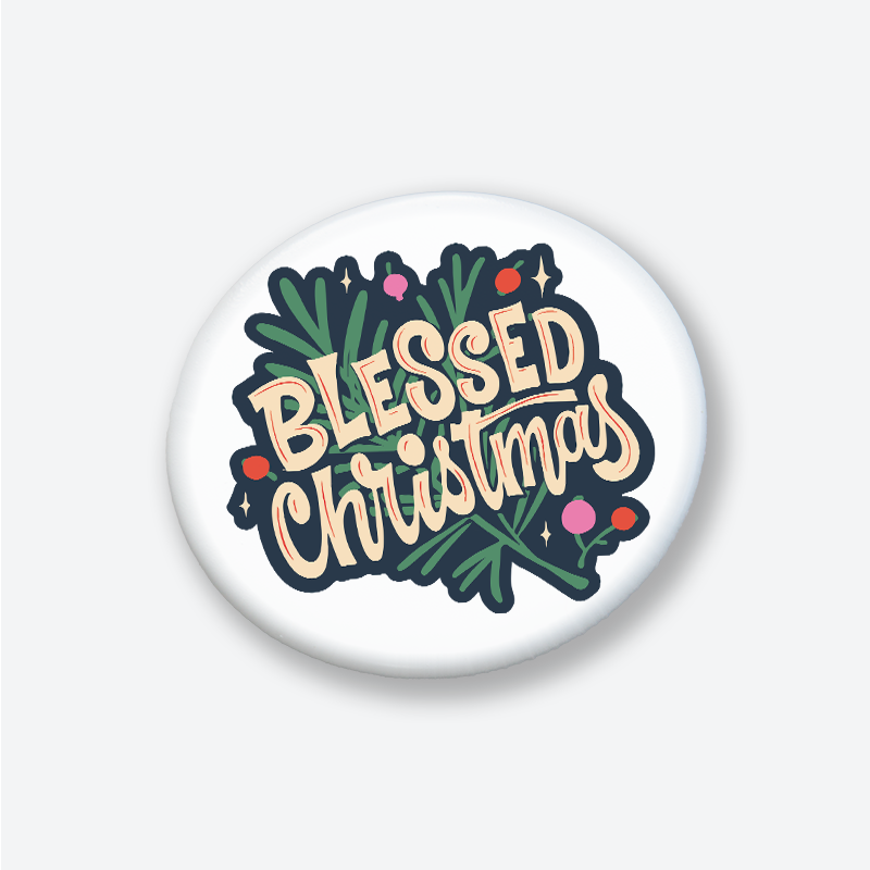 Blessed Christmas Yazılı 44MM İğneli Rozet
