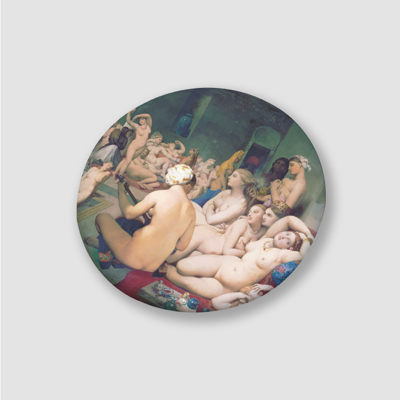 Jean Auguste Dominique Ingres's The Turkish Bath (1863) Tasarımlı İğneli Rozet