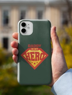 Daddy is My Hero Yazılı Baba Oğul Temalı iPhone 11 Pro Max Telefon Kılıfı