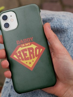 Daddy is My Hero Yazılı Baba Oğul Temalı iPhone 11 Pro Max Telefon Kılıfı
