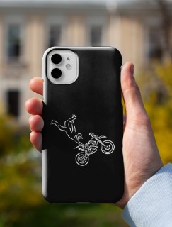 Çılgın Motorcu Tasarımlı Kırmızı iPhone 11 Pro Max Telefon Kılıfı