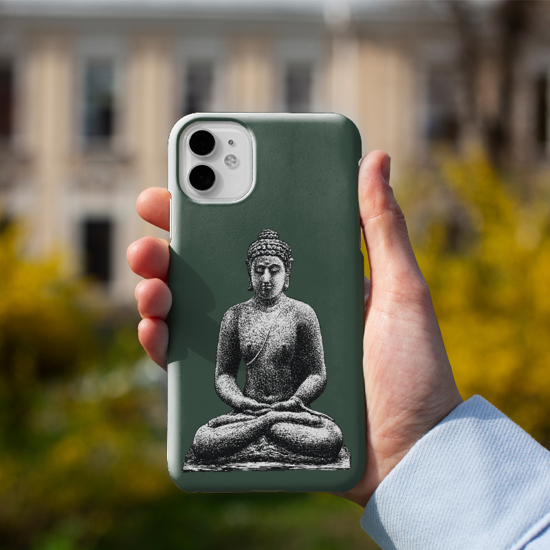 Vintage Buddha İllüstrasyonu Leo Gestel Tasarımlı iPhone 11 Pro Max Telefon Kılıfı