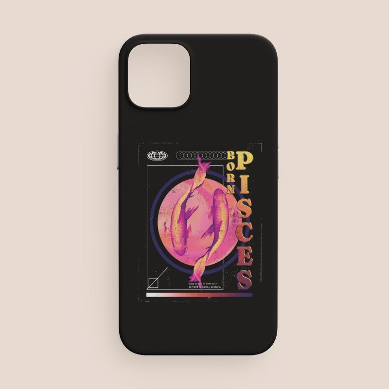 Born Pisces Yazılı Balık Burcu iPhone 13 Telefon Kılıfı