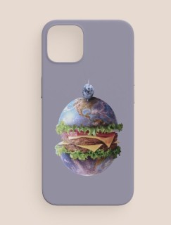 Earth Hamburger Tasarımlı iPhone 12 Pro Max Telefon Kılıfı