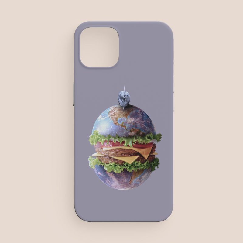 Earth Hamburger Tasarımlı iPhone 12 Telefon Kılıfı