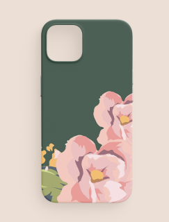 Pembe Sarı Çiçekler Tasarımlı iPhone 13 Pro Telefon Kılıfı