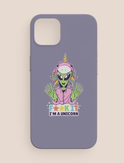 Uzaylı Unicorn Tasarımlı iPhone 11 Telefon Kılıfı